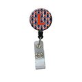 Carolines Treasures Letter L Football Orange, Blue and White Retractable Badge Reel CJ1066-LBR